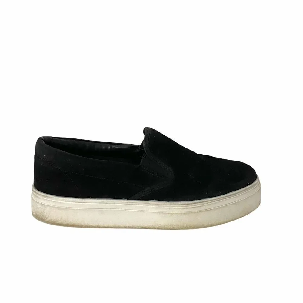 Topshop Women's Chunky Platform Slip On Faux Suede Black Sneaker Size US 9.5